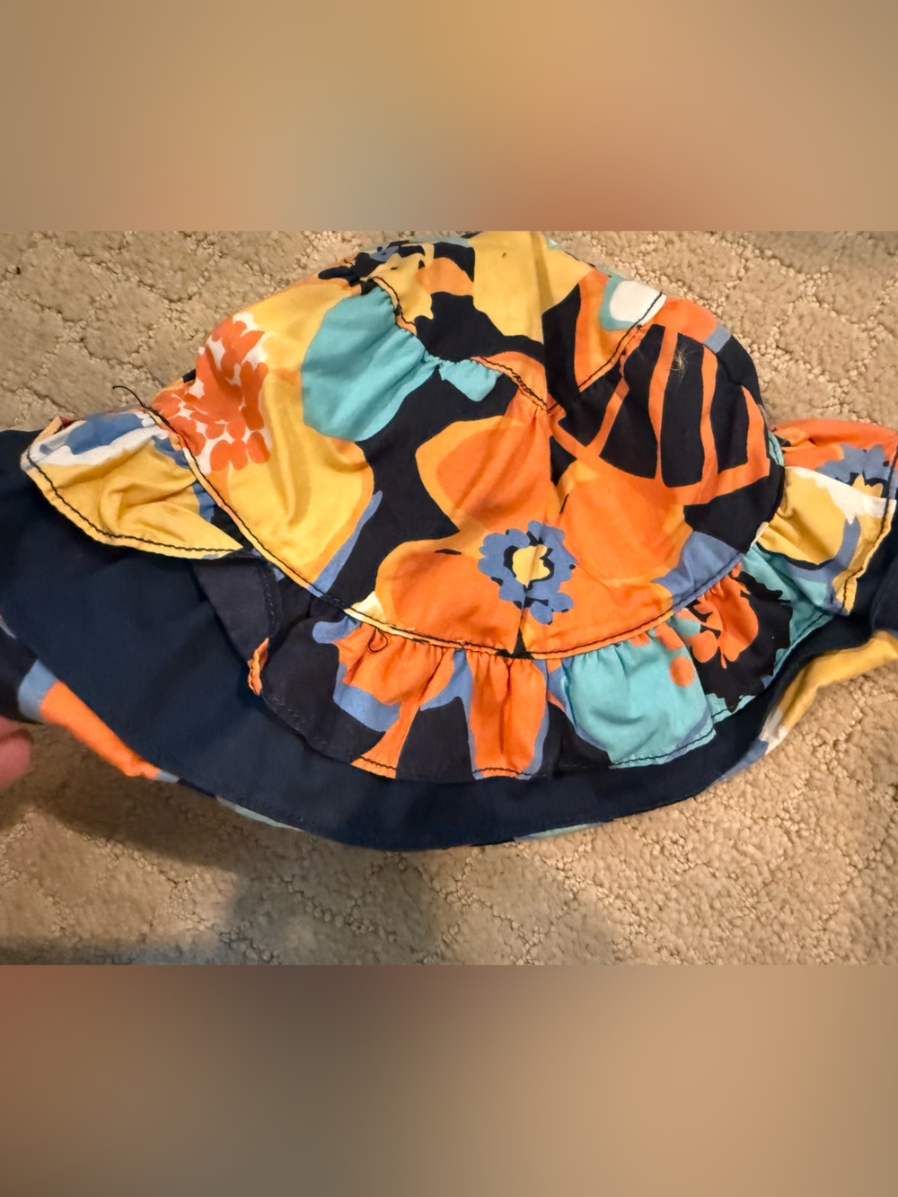 Toddler Floral Sun Hat with chin strap